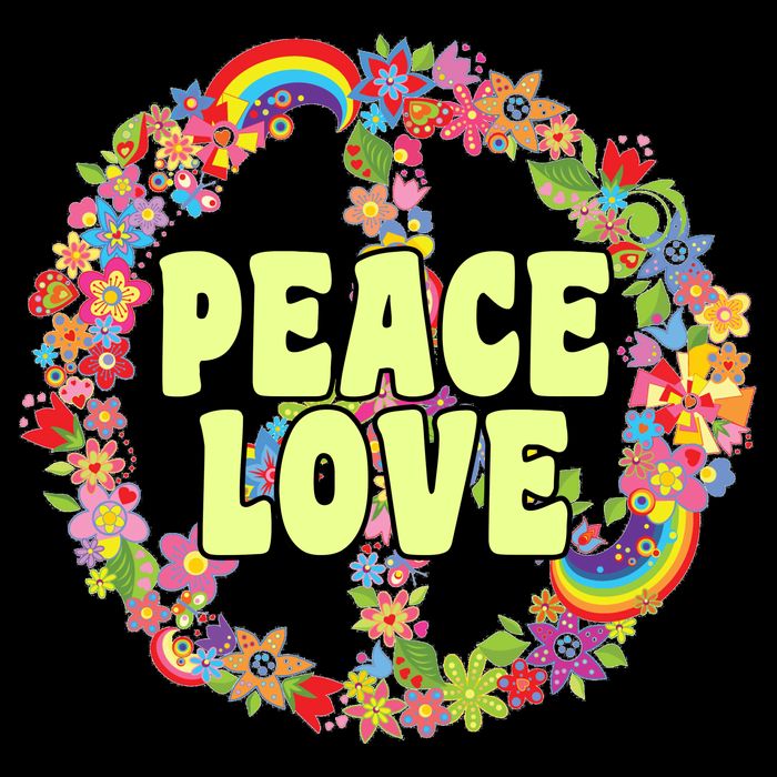 Flower Peace Love Sign Drawstring Bag