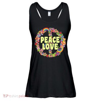 Flower Peace Love Sign Ladies Essential Flowy Tank