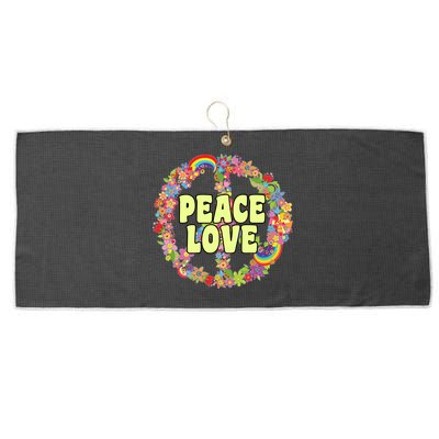 Flower Peace Love Sign Large Microfiber Waffle Golf Towel