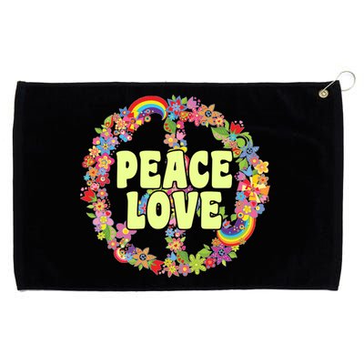 Flower Peace Love Sign Grommeted Golf Towel