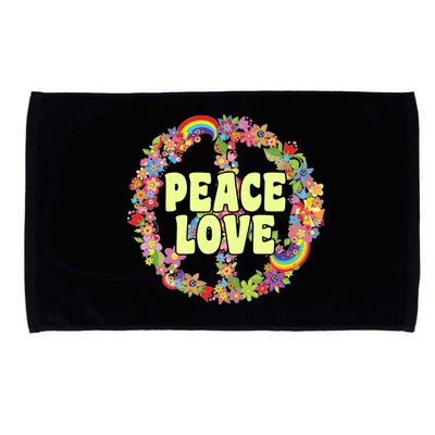 Flower Peace Love Sign Microfiber Hand Towel