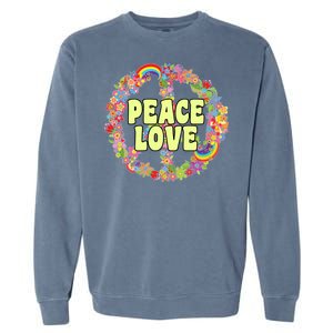 Flower Peace Love Sign Garment-Dyed Sweatshirt