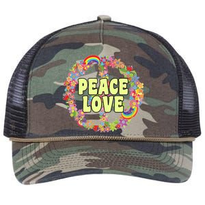 Flower Peace Love Sign Retro Rope Trucker Hat Cap