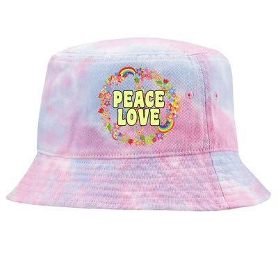 Flower Peace Love Sign Tie-Dyed Bucket Hat