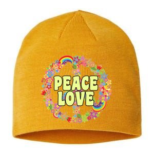 Flower Peace Love Sign Sustainable Beanie