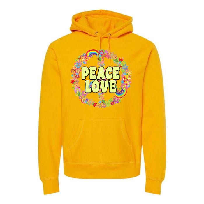 Flower Peace Love Sign Premium Hoodie