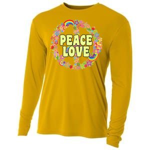 Flower Peace Love Sign Cooling Performance Long Sleeve Crew