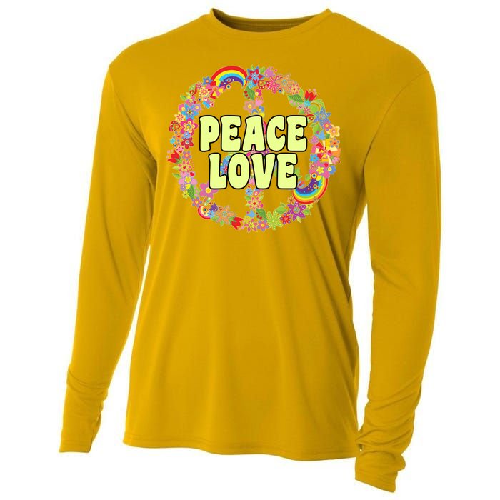 Flower Peace Love Sign Cooling Performance Long Sleeve Crew