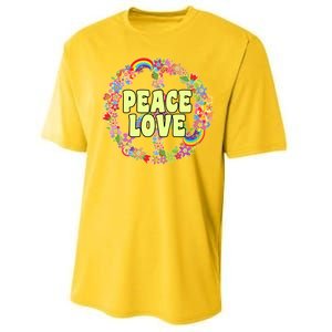 Flower Peace Love Sign Performance Sprint T-Shirt