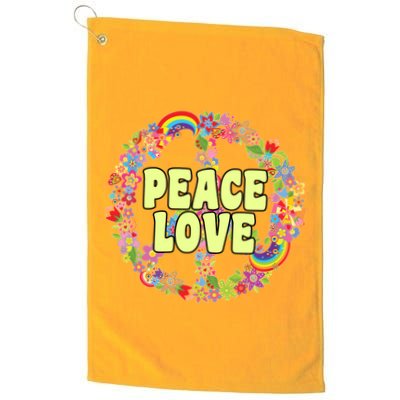 Flower Peace Love Sign Golf Towel