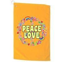 Flower Peace Love Sign Platinum Collection Golf Towel