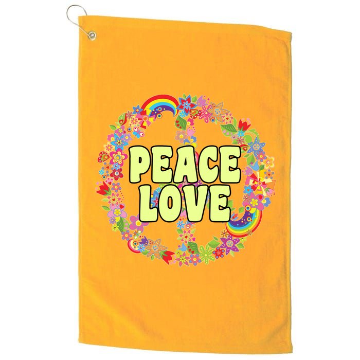 Flower Peace Love Sign Platinum Collection Golf Towel