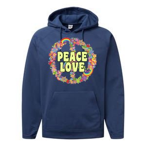 Flower Peace Love Sign Performance Fleece Hoodie