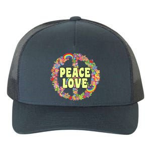 Flower Peace Love Sign Yupoong Adult 5-Panel Trucker Hat