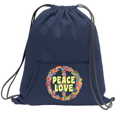 Flower Peace Love Sign Sweatshirt Cinch Pack Bag