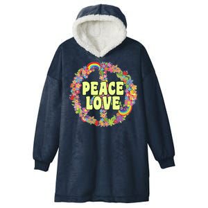 Flower Peace Love Sign Hooded Wearable Blanket