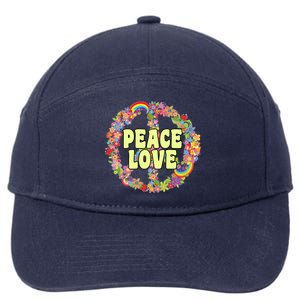 Flower Peace Love Sign 7-Panel Snapback Hat