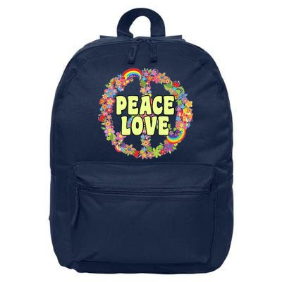 Flower Peace Love Sign 16 in Basic Backpack