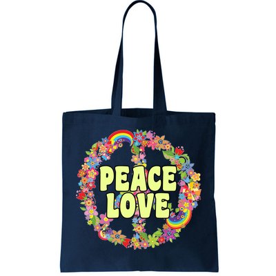 Flower Peace Love Sign Tote Bag