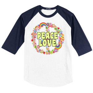 Flower Peace Love Sign Baseball Sleeve Shirt