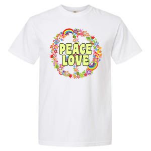 Flower Peace Love Sign Garment-Dyed Heavyweight T-Shirt