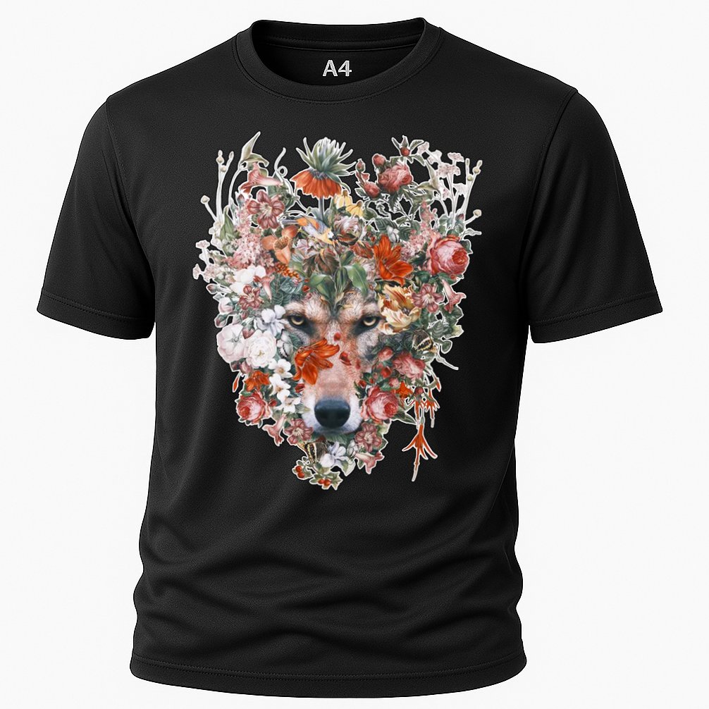 Flower Wolf Wilderness Floral Cooling Performance Crew T-Shirt