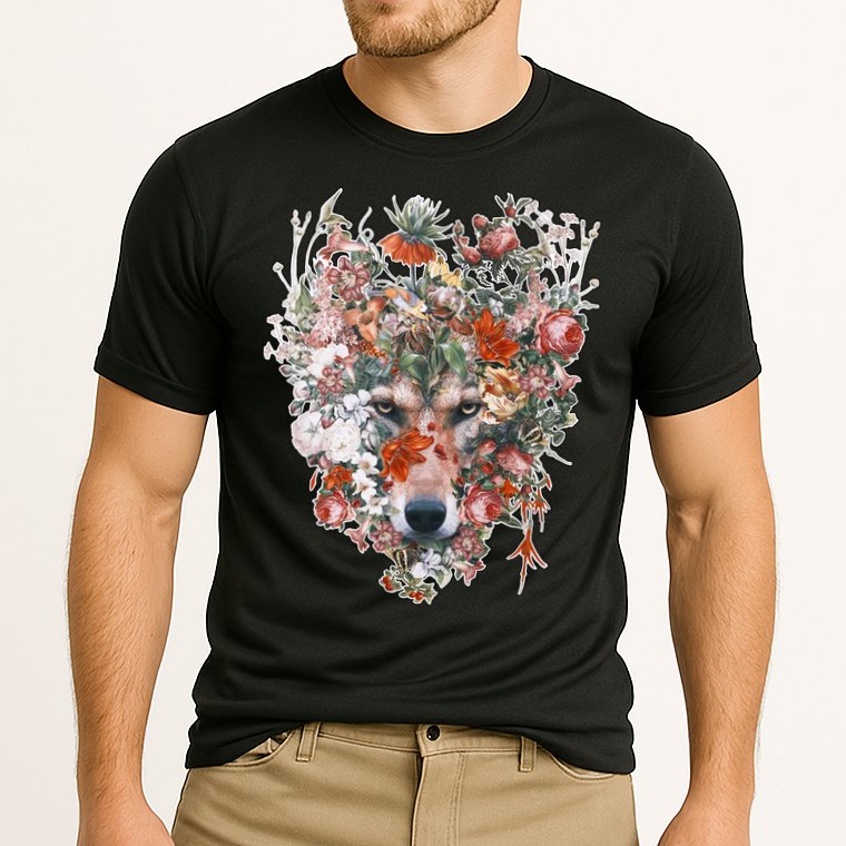 Flower Wolf Wilderness Floral Cooling Performance Crew T-Shirt
