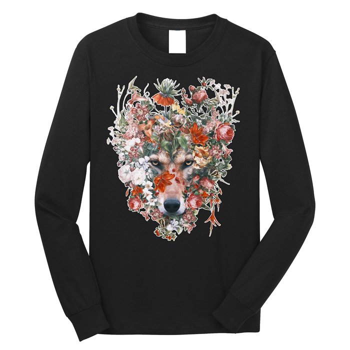 Flower Wolf Wilderness Floral Long Sleeve Shirt