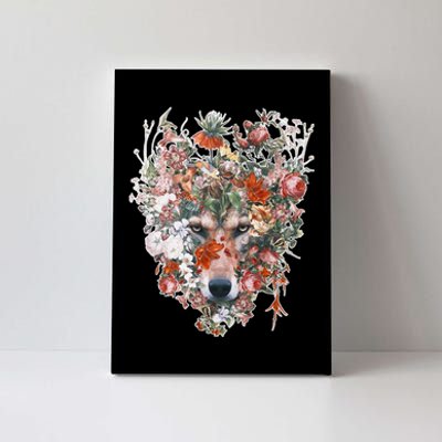 Flower Wolf Wilderness Floral Canvas