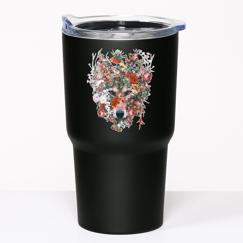 Flower Wolf Wilderness Floral Tumbler