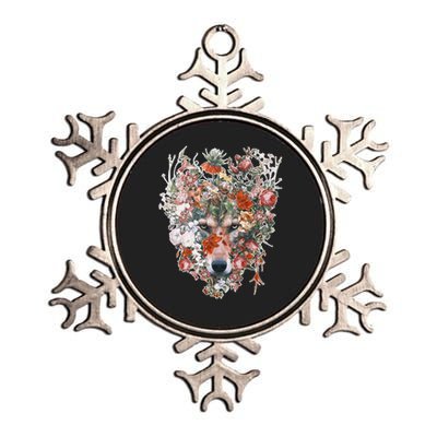 Flower Wolf Wilderness Floral Metallic Star Ornament