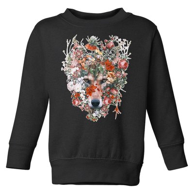 Flower Wolf Wilderness Floral Toddler Sweatshirt