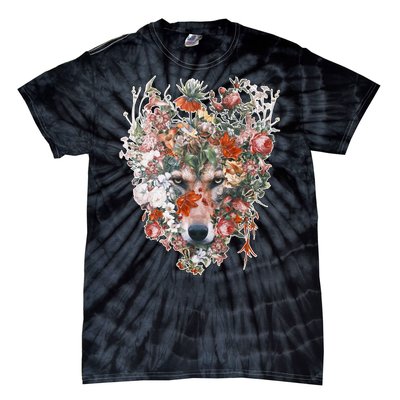 Flower Wolf Wilderness Floral Tie-Dye T-Shirt