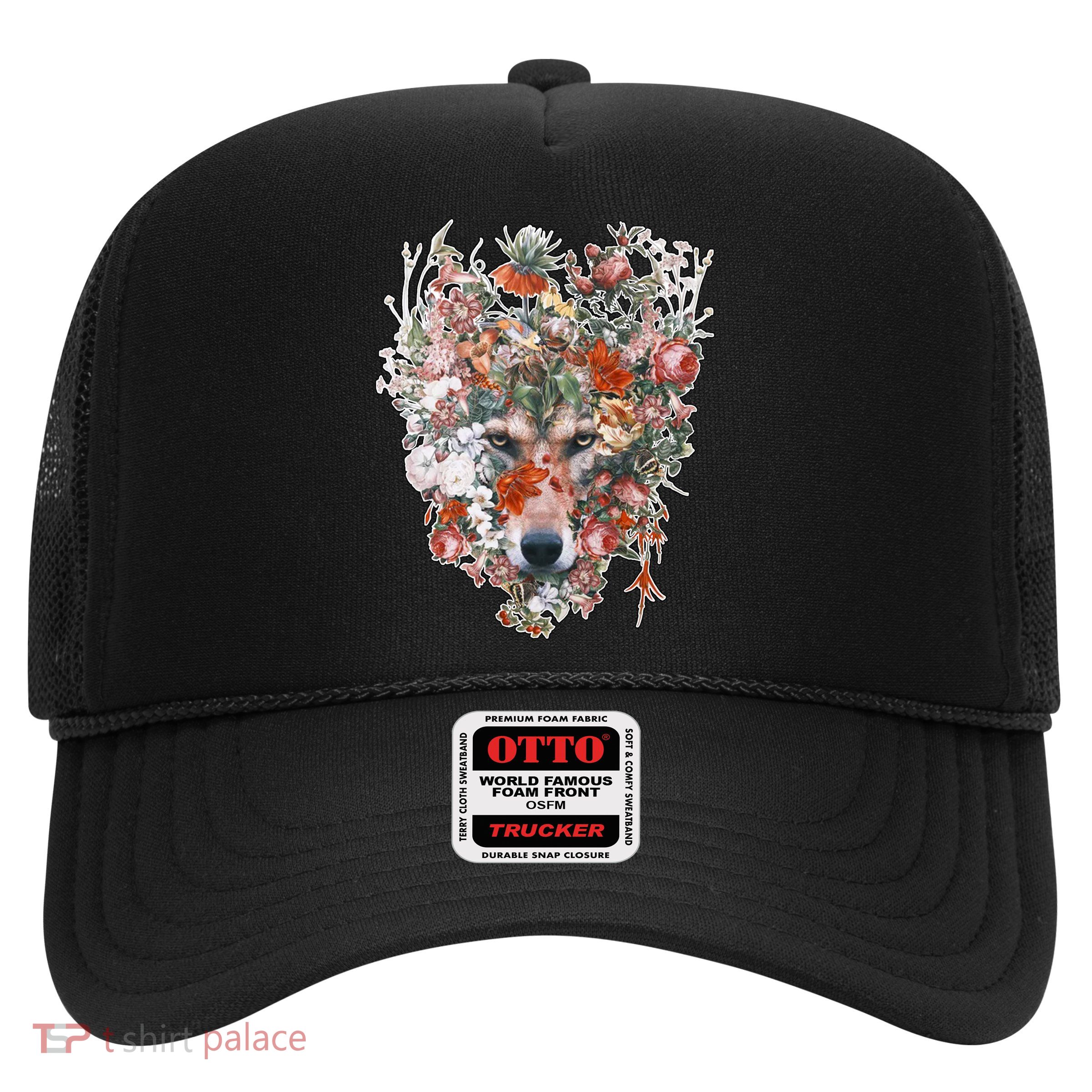 Flower Wolf Wilderness Floral Trucker Hat