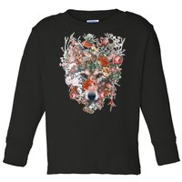 Flower Wolf Wilderness Floral Toddler Long Sleeve Shirt