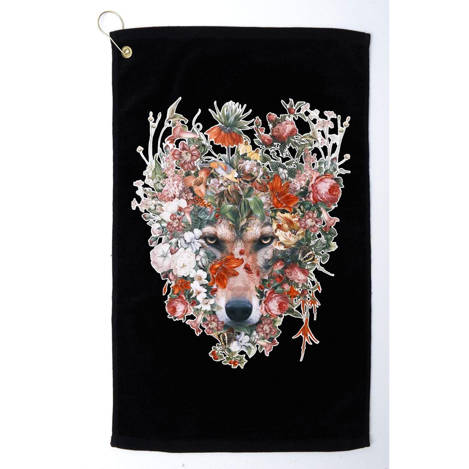 Flower Wolf Wilderness Floral Golf Towel
