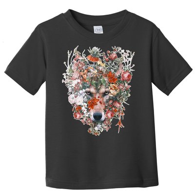 Flower Wolf Wilderness Floral Toddler T-Shirt