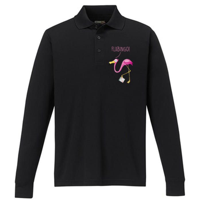 Flabingo! Lucky Player Bingo Player Bingo Addict Performance Long Sleeve Polo