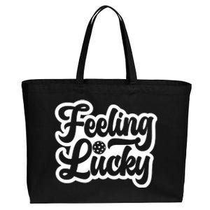 Feeling Lucky Pickleball Sport St. Patrick's Day Cotton Canvas Jumbo Tote