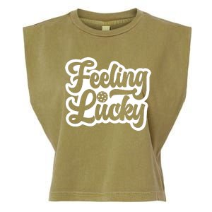 Feeling Lucky Pickleball Sport St. Patrick's Day Garment-Dyed Women's Muscle Tee