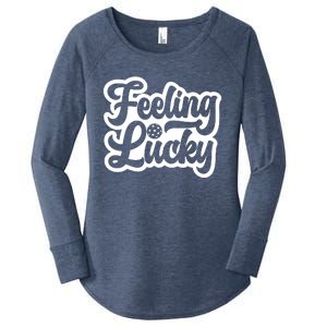 Feeling Lucky Pickleball Sport St. Patrick's Day Women's Perfect Tri Tunic Long Sleeve Shirt