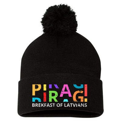 Funny Latvian Piragi Latvia Food Pride Gift Pom Pom 12in Knit Beanie