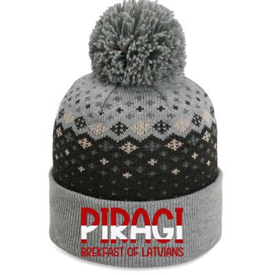 Funny Latvian Piragi Latvia Pride Food Lovers Gift The Baniff Cuffed Pom Beanie