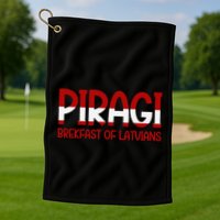 Funny Latvian Piragi Latvia Pride Food Lovers Gift Golf Towel