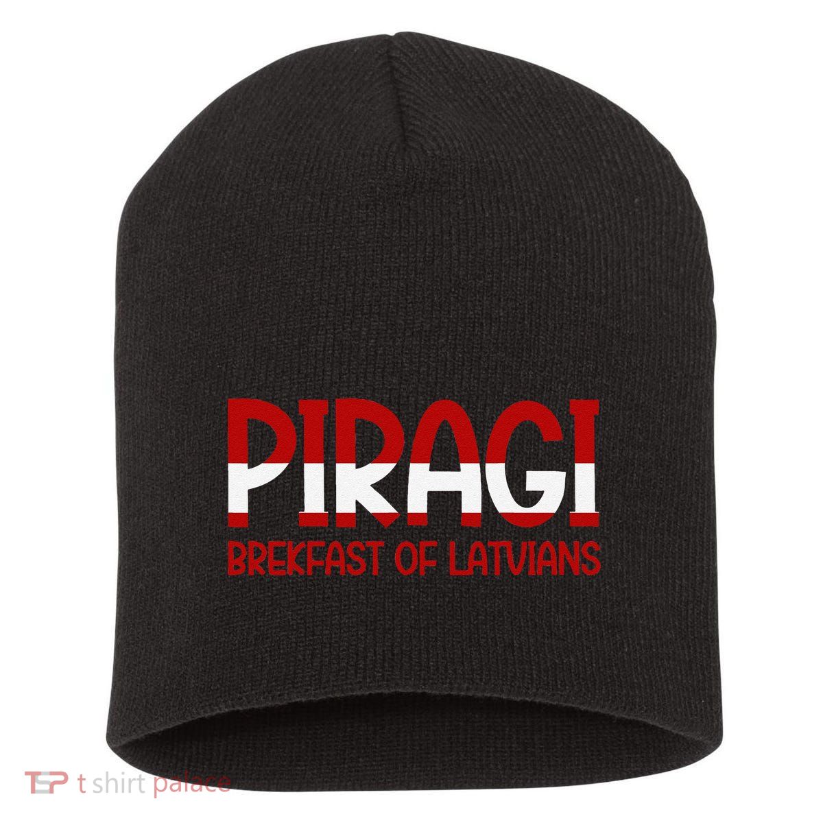 Funny Latvian Piragi Latvia Pride Food Lovers Gift Short Acrylic Beanie