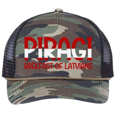 Funny Latvian Piragi Latvia Pride Food Lovers Gift Retro Rope Trucker Hat Cap