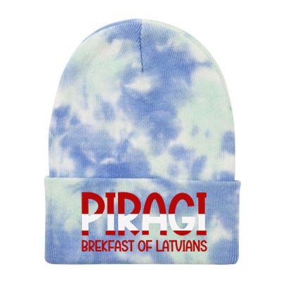 Funny Latvian Piragi Latvia Pride Food Lovers Gift Tie Dye 12in Knit Beanie