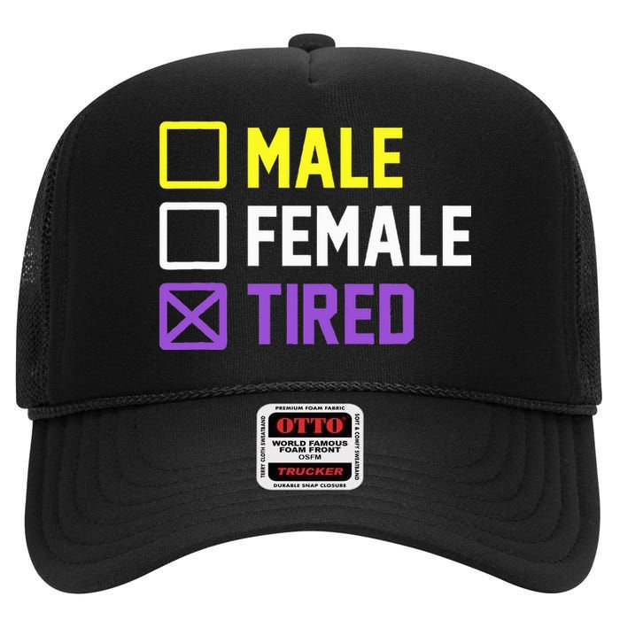 Funny Lgbt Pride Flag Non Binary High Crown Mesh Back Trucker Hat