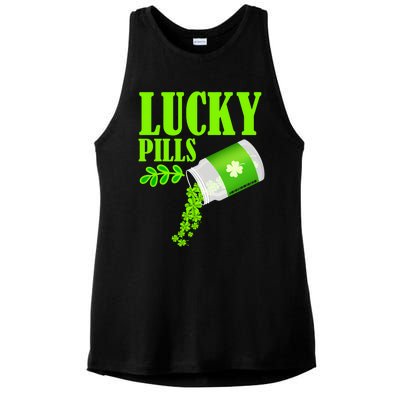 Funny Lucky Pills With Shamrock Clover St Patty's Day Cool Gift Ladies PosiCharge Tri-Blend Wicking Tank