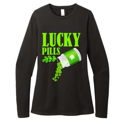 Funny Lucky Pills With Shamrock Clover St Patty's Day Cool Gift Womens CVC Long Sleeve Shirt